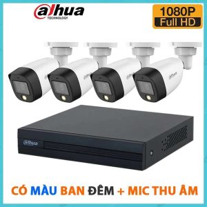 Bộ Camera Dahua 4 Kênh 2.0MP Có Màu Ban Đêm , Mic Thu Âm .